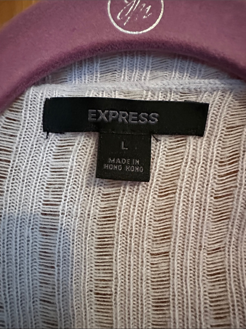 Express Light lilac Open-Front Ribbed Cardigan with Ruffle Trim - Picture 3 of 9